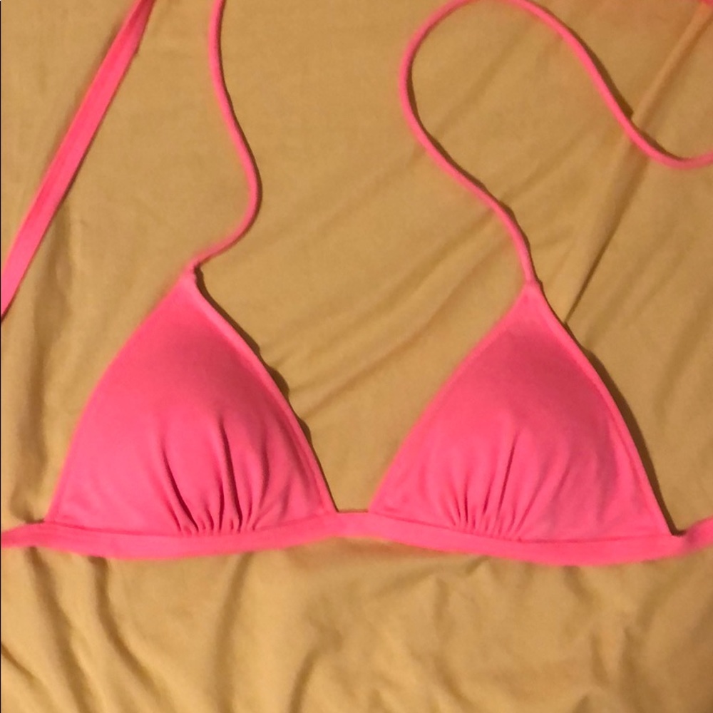 Neon Coral Bikini Top—PINK